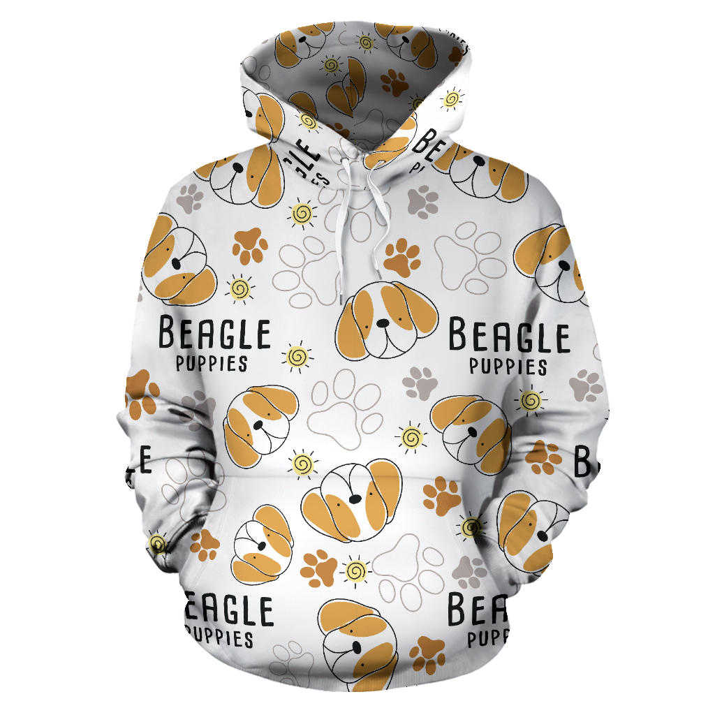 Cute Beagle Dog Pattern Background Men Women Pullover Hoodie