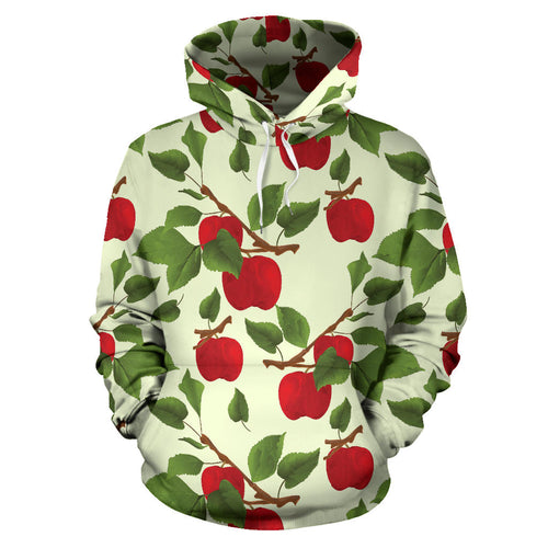 Red Apples Leaves Pattern Men Women Pullover Hoodie