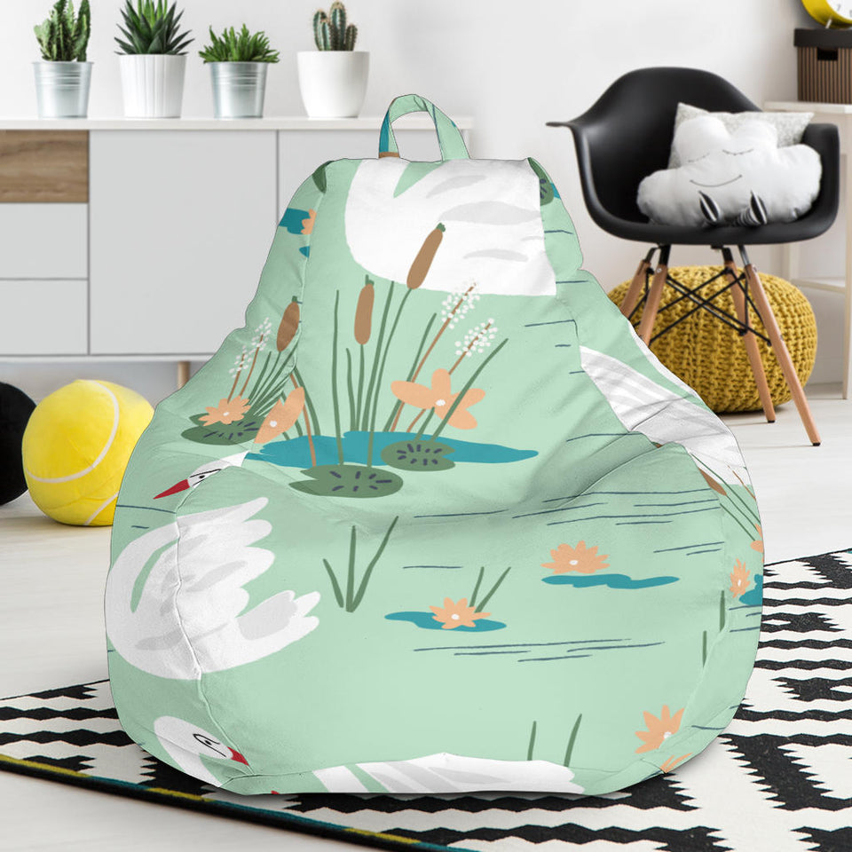 White Swan Lake Pattern Bean Bag Cover