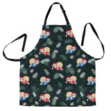 Cute Sloths Sleeping Christmas Ball Santa Hat Pattern Adjustable Apron