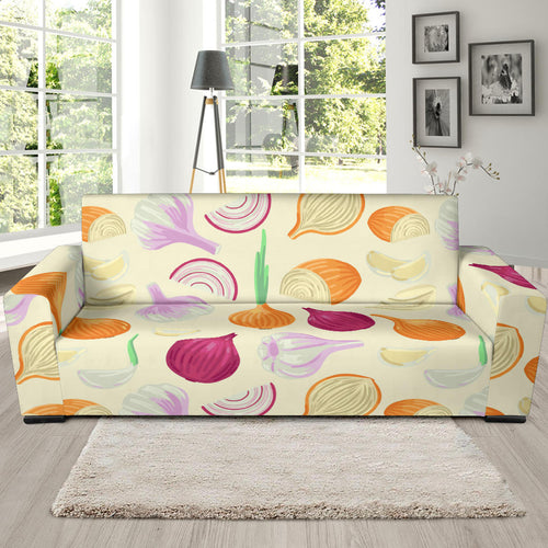 Onion Garlic White Red Pattern Sofa Slipcover