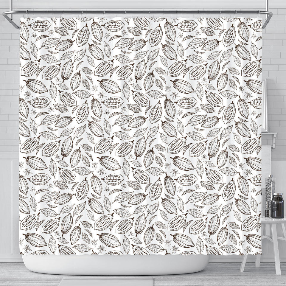 Cocoa Beans Leaves Pattern Shower Curtain Fulfilled In US