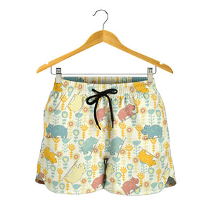 Hippopotamus Pattern Print Design 04 Women Shorts