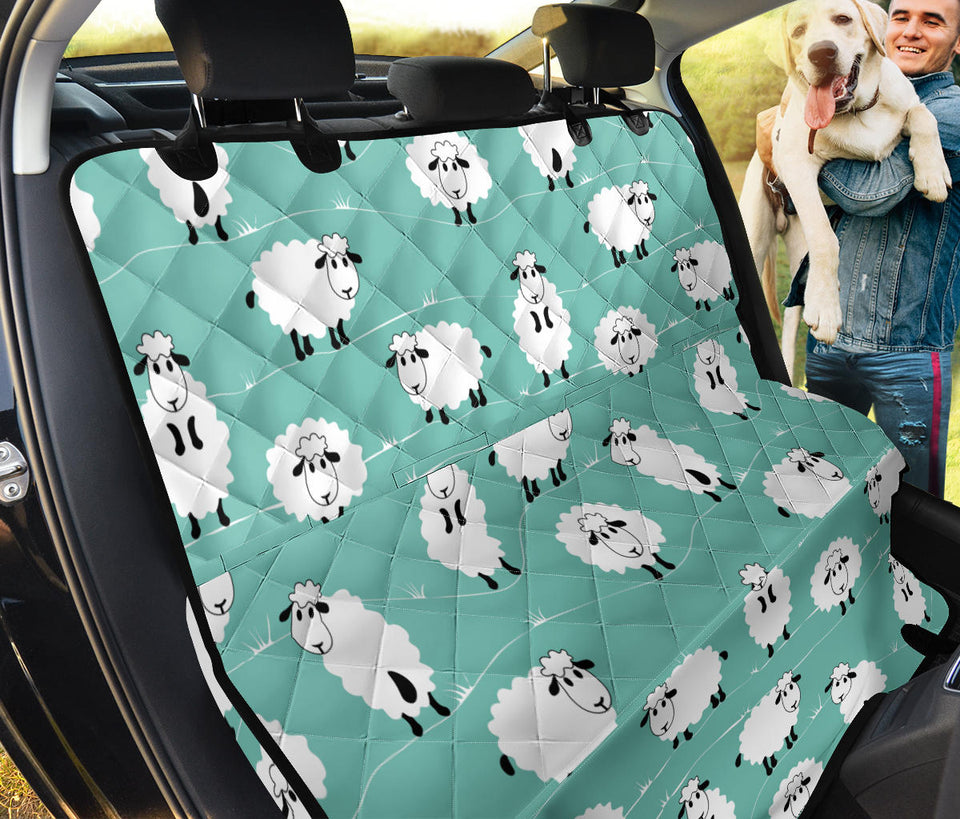 Cute Sheep Green Background Dog Car Seat Covers