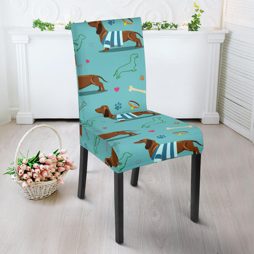 Dachshund Decorative Background Dining Chair Slipcover