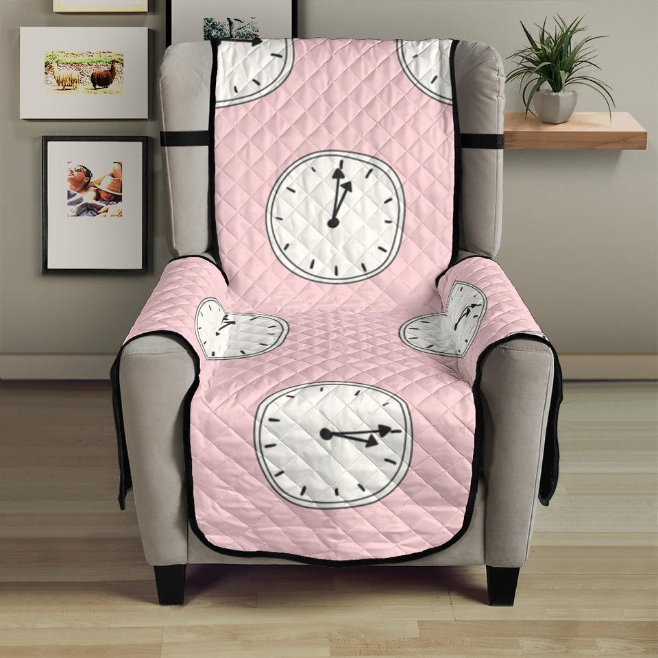 Clock pattern pink blackground Chair Cover Protector