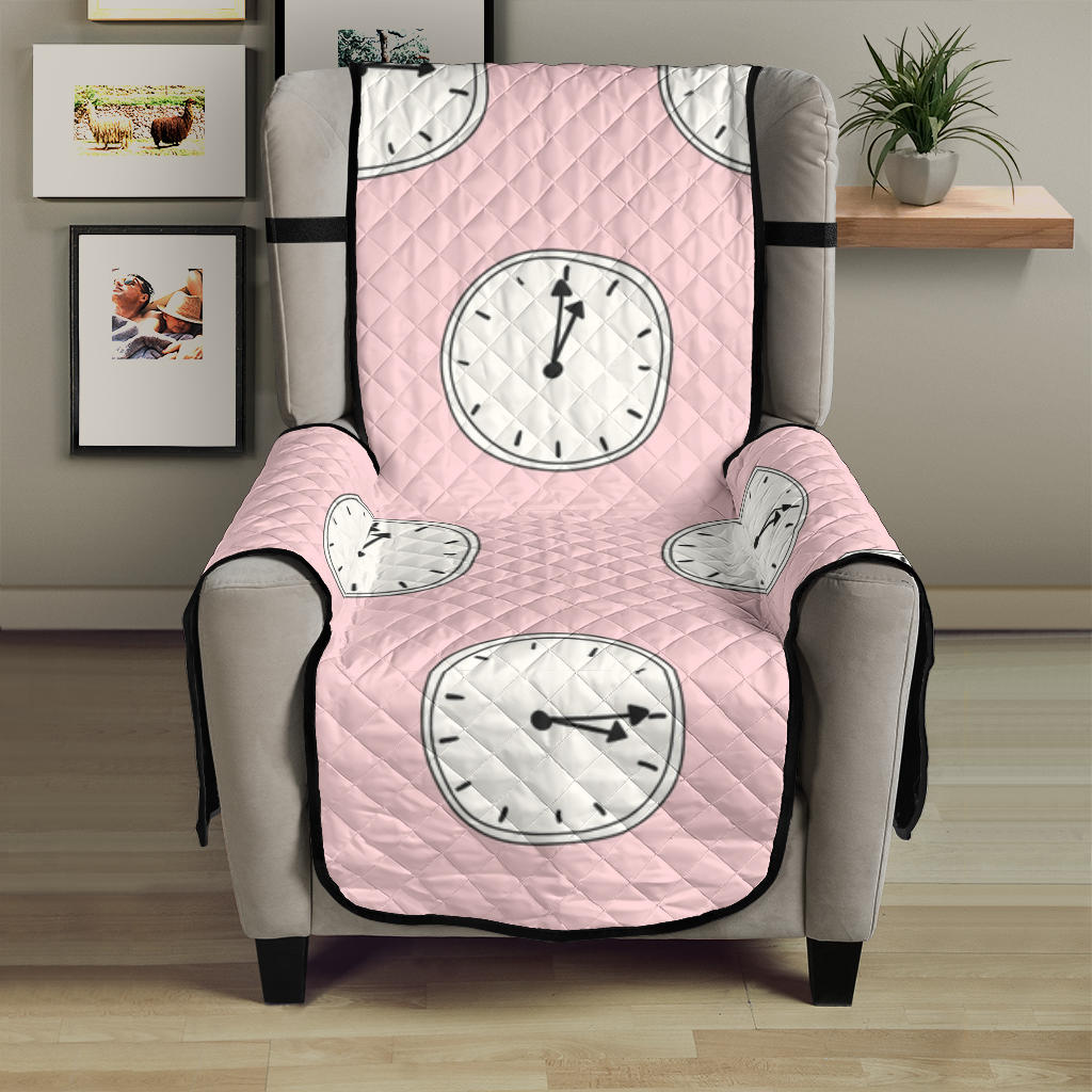 Clock pattern pink blackground Chair Cover Protector