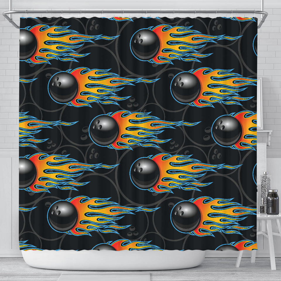 Bowling Balls Flame Pattern Shower Curtain Fulfilled In US