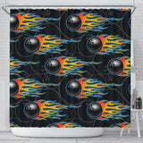 Bowling Balls Flame Pattern Shower Curtain Fulfilled In US