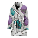 Bowling Ball And Pin Gray Background Women'S Bathrobe