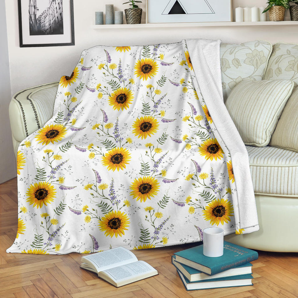 Beautiful Sunflowers Pattern Premium Blanket