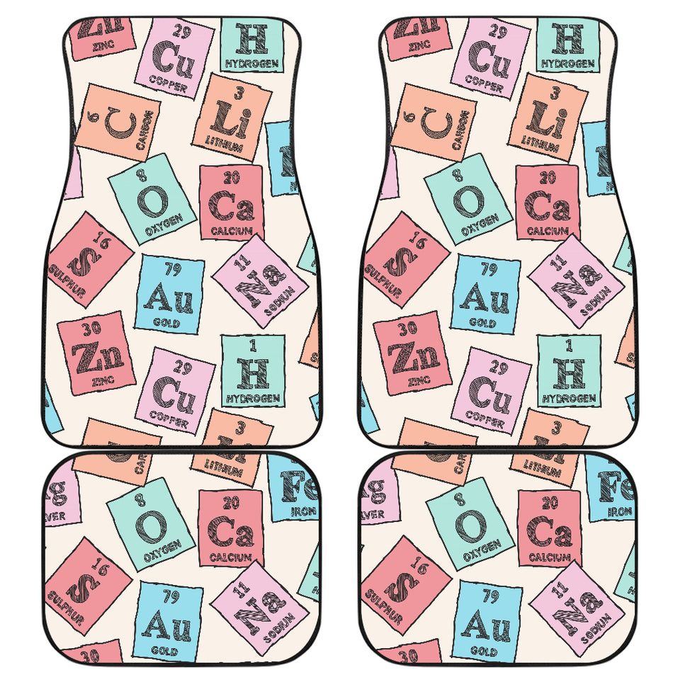 Chemistry Periodic Table Pattern Print Design 02 Front and Back Car Mats
