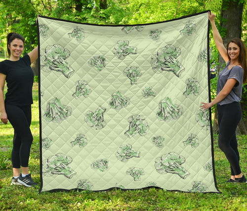 Broccoli Sketch Pattern Premium Quilt