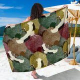 Japanese Cranes Flying Forest Dot Pattern Sarong