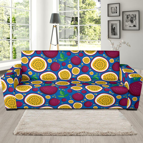 Passion Fruit Blue Background Sofa Slipcover