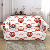 Daruma Japanese Wooden Doll Design Pattern Loveseat Couch Slipcover