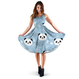 Cute Panda Pattern Sleeveless Midi Dress