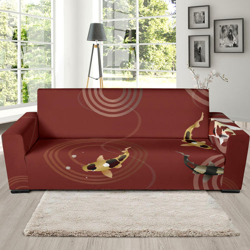 Koi Fish Carp Fish Red Background Sofa Slipcover