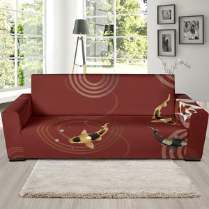 Koi Fish Carp Fish Red Background Sofa Slipcover
