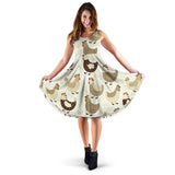 Cute Rooster Chicken Cock Sleeveless Midi Dress