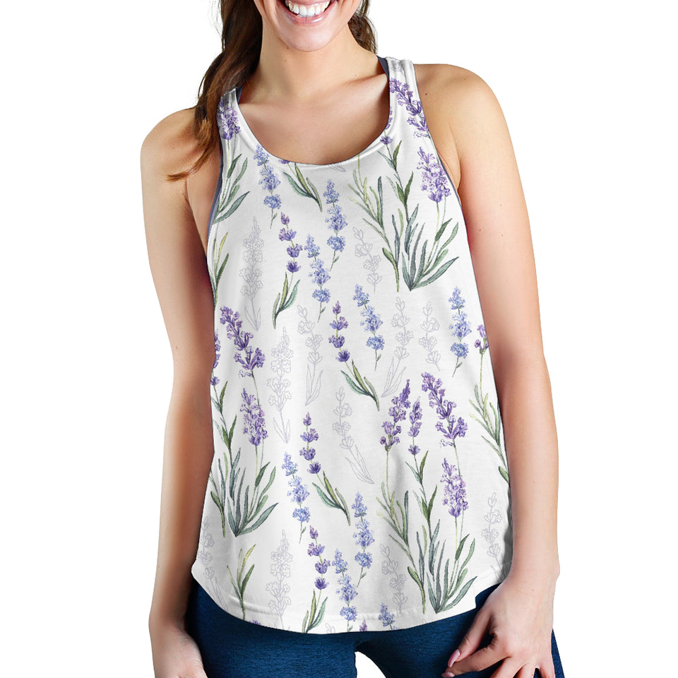 Hand painting Watercolor Lavender Women Racerback Tank Top