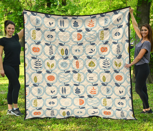 Apples Leaves Pattern Premium Quilt