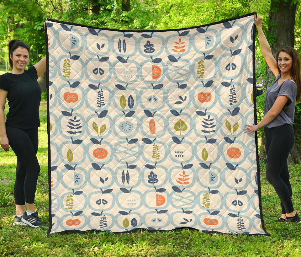 Apples Leaves Pattern Premium Quilt
