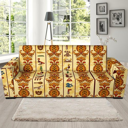 Egypt Hieroglyphics Pattern Print Design 04 Sofa Slipcover