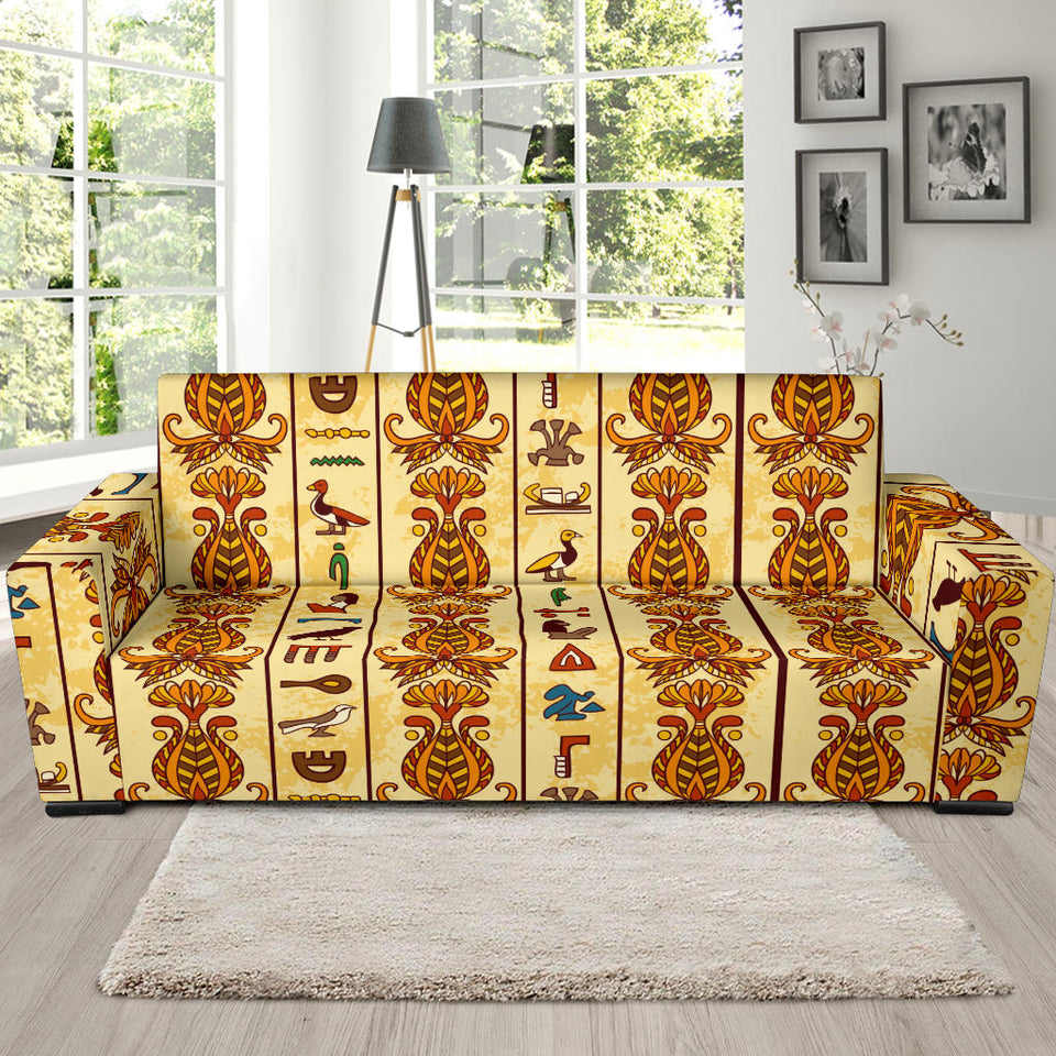 Egypt Hieroglyphics Pattern Print Design 04 Sofa Slipcover