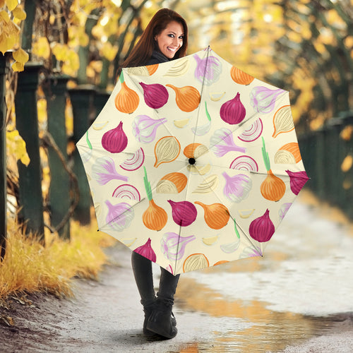 Onion Garlic White Red Pattern Umbrella