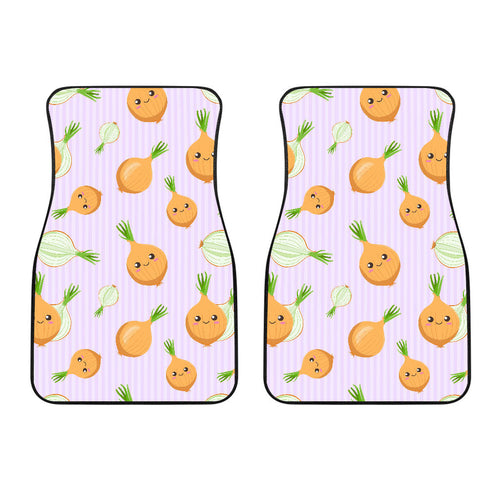 Cute Onions Smiling Faces Purple Background Front Car Mats