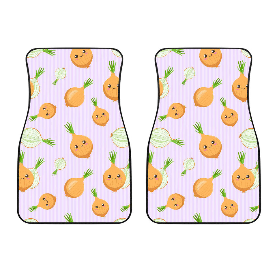 Cute Onions Smiling Faces Purple Background Front Car Mats