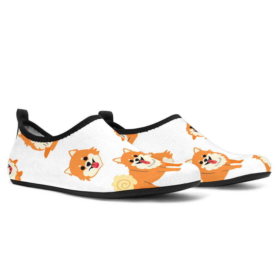 Brown Pomeranian Pattern Aqua Shoes