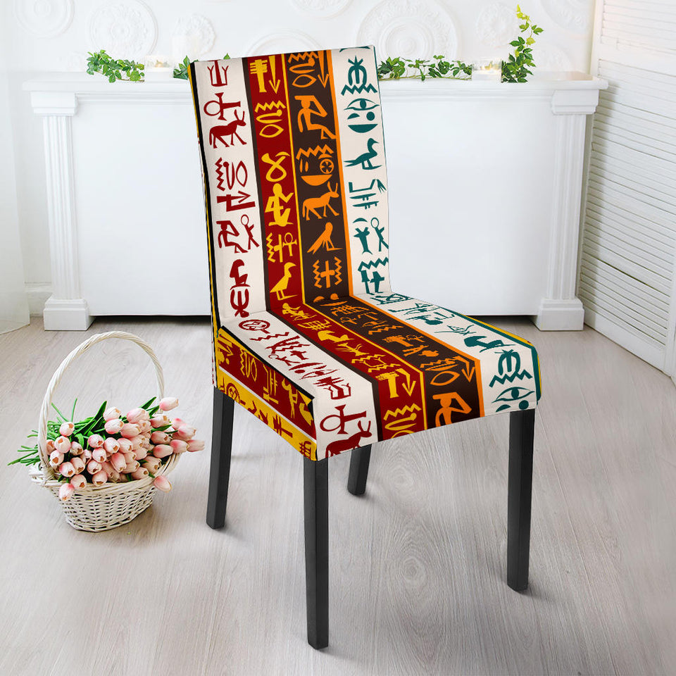 Egypt Hieroglyphics Pattern Print Design 01 Dining Chair Slipcover