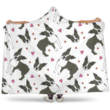 Boston Terrier Dog Hearts Vector Pattern Hooded Blanket