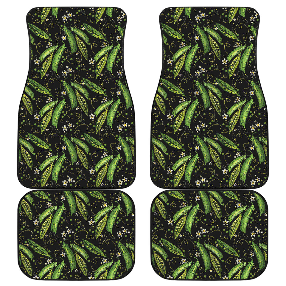 Green Peas Pattern Print Design 02 Front and Back Car Mats