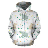 Cute Rhino Pattern Zip Up Hoodie