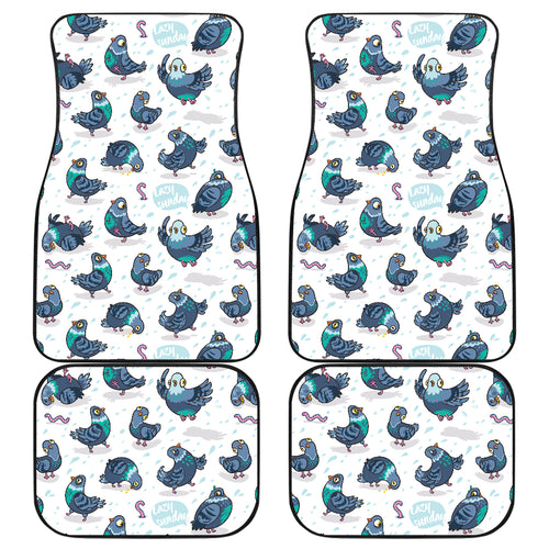 Pigeon Pattern Print Design 02 Front and Back Car Mats