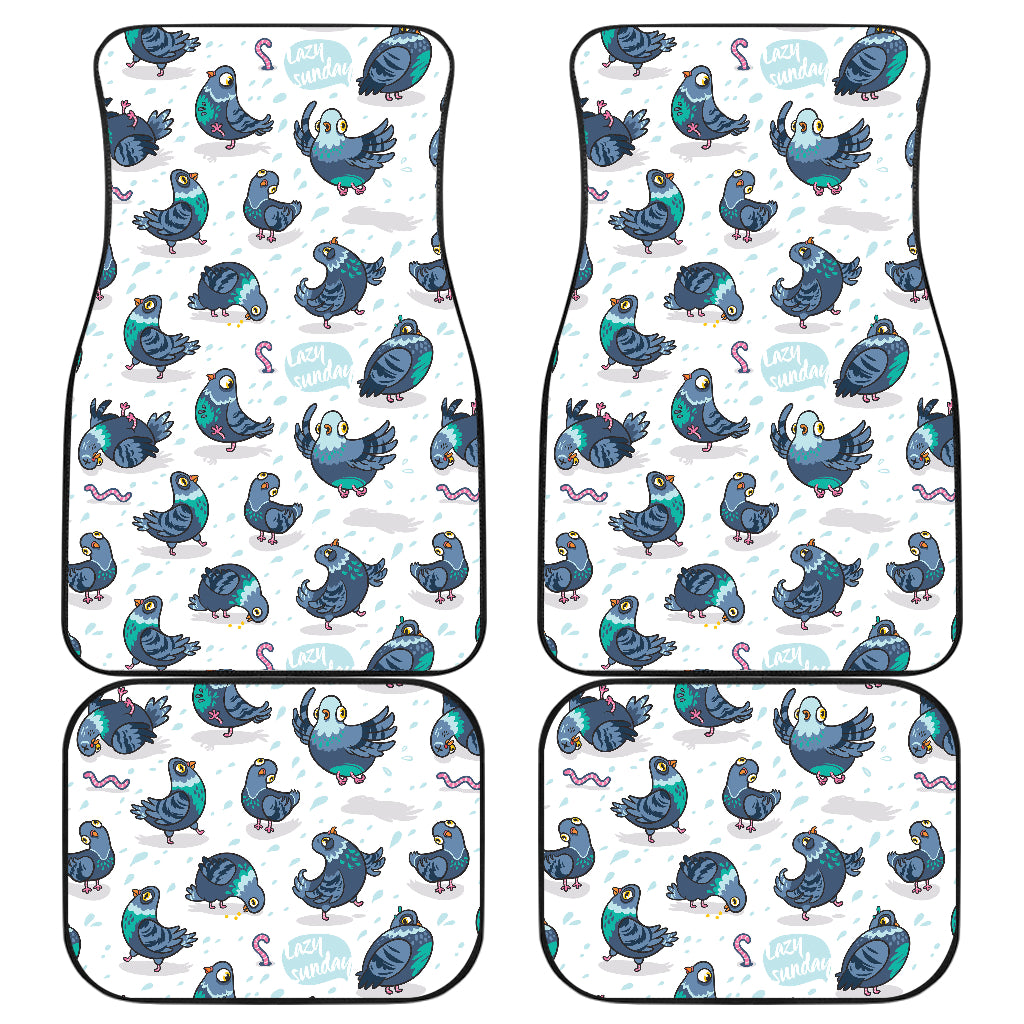 Pigeon Pattern Print Design 02 Front and Back Car Mats