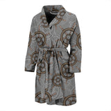 Nautical Wood Steering Wheel Pattern Men'S Bathrobe