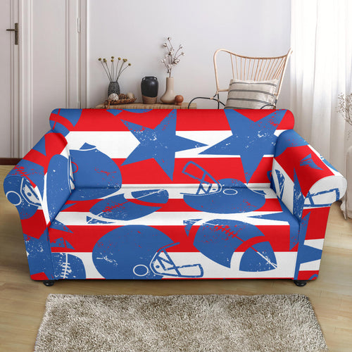 American Football Ball Star Stripes Pattern Loveseat Couch Slipcover