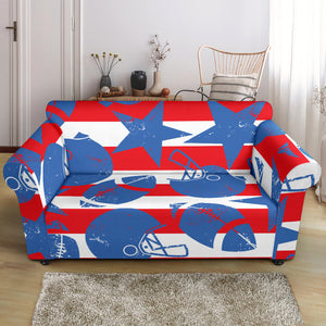 American Football Ball Star Stripes Pattern Loveseat Couch Slipcover