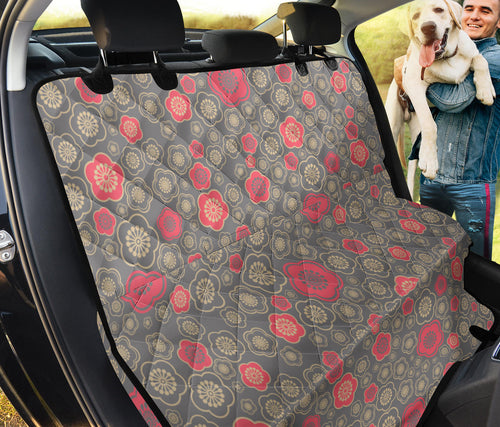 Red Gold Sakura Cherry Blossom Gray Background Dog Car Seat Covers