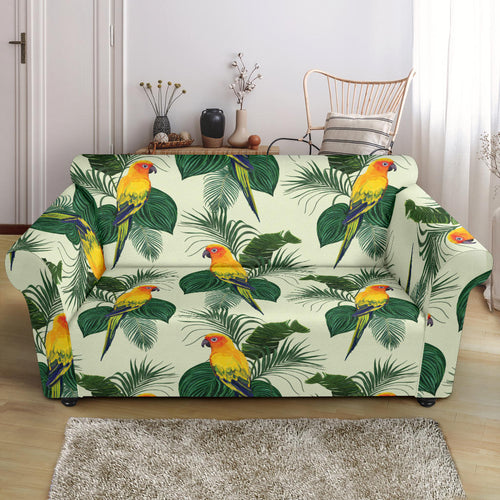 Beautiful Parrot Palm Leaves Pattern Loveseat Couch Slipcover