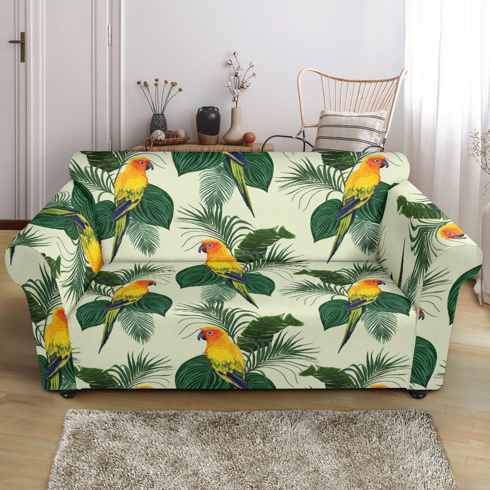 Beautiful Parrot Palm Leaves Pattern Loveseat Couch Slipcover