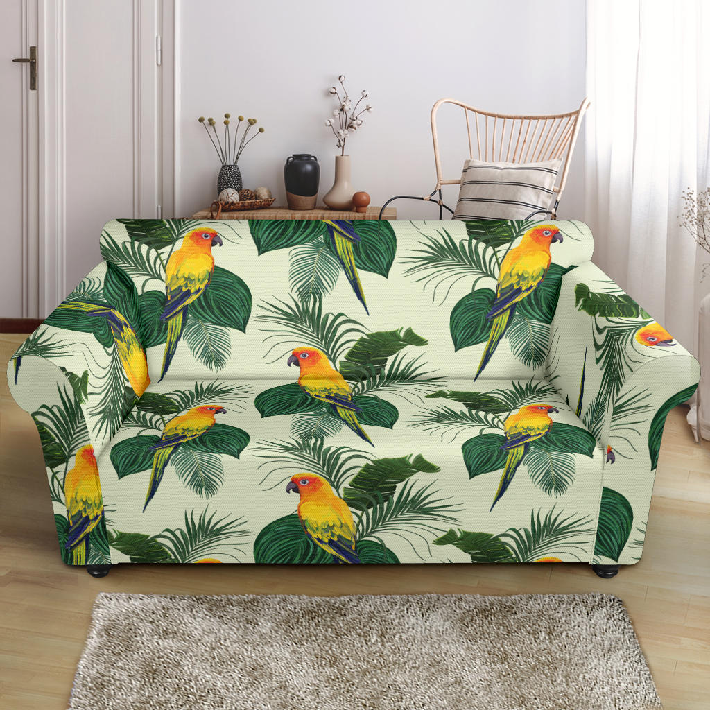 Beautiful Parrot Palm Leaves Pattern Loveseat Couch Slipcover