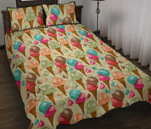 Colorful ice cream pattern Quilt Bed Set