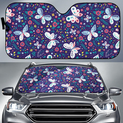 Colorful Butterfly Flower Pattern.Eps Car Sun Shade