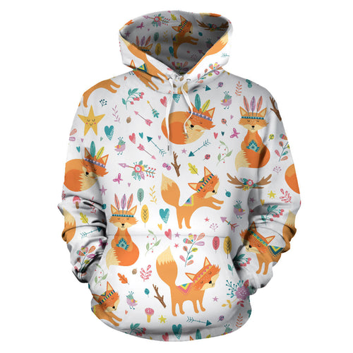 Cute Tribal Fox Pattern Men Women Pullover Hoodie