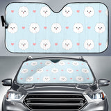 White Cute Pomeranian Pattern Car Sun Shade
